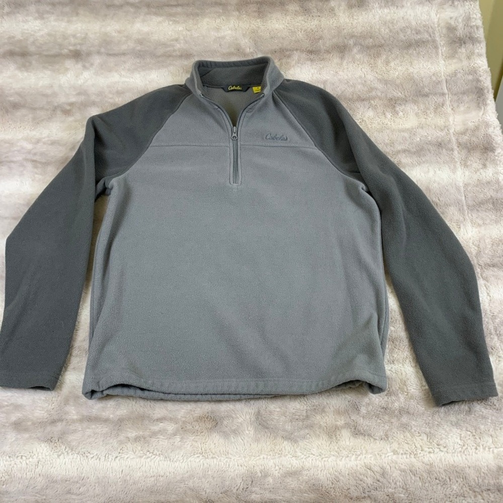 Cabelas Mens Quarter Zip Fleece Pullover Grey CABF20-660 Size Medium
